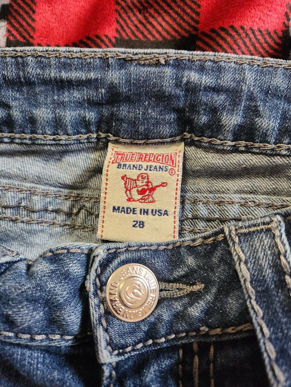 True Religion Y2K Thick Stitch Flap Pocket Bootcut Jeans Medium Wash Size 28 - Picture 5 of 11